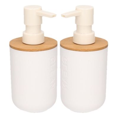 2x Witte zeeppompjes met bamboe 16,5 cm