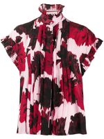 Alexandre Vauthier chemise volantée à fleurs - Rouge