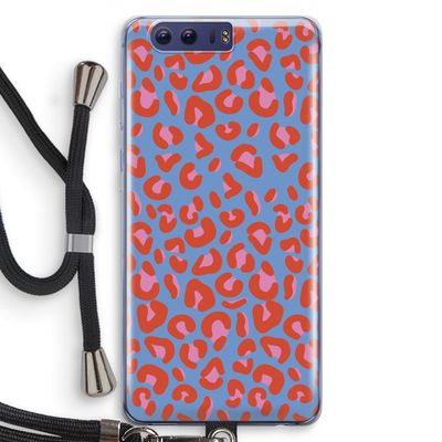 Leopard blue: Honor 9 Transparant Hoesje met koord