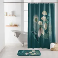 Douchegordijn 180x200 textiel Ginko blauw