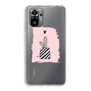 Zwart-wit cactus: Xiaomi Redmi Note 10S Transparant Hoesje