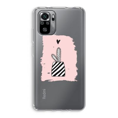 Zwart-wit cactus: Xiaomi Redmi Note 10S Transparant Hoesje
