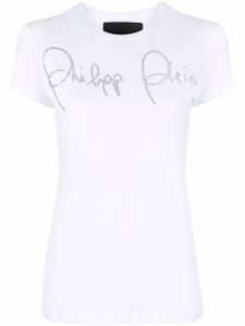 Philipp Plein t-shirt à logo strassé - Blanc