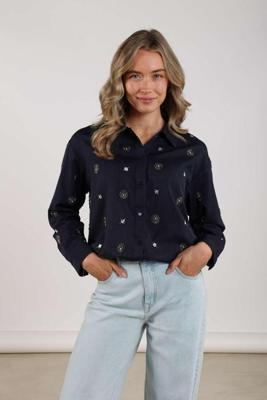 Nukus Newport Blouse Embroidery | Navy/Silver