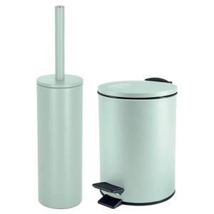 Spirella Badkamer/toilet accessoires set - toiletborstel en pedaalemmer - 5L - metaal - mintgroen - Badkameraccessoirese