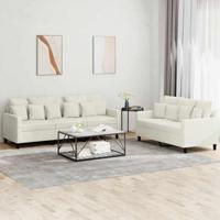2-delige Loungeset met kussens fluweel crèmekleurig
