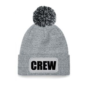 Crew muts/beanie met pompon - onesize - unisex - grijs