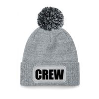 Crew muts/beanie met pompon - onesize - unisex - grijs - thumbnail