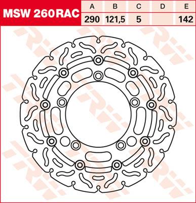 TRW Remschijf, remschijven voor de moto, MSW260RAC
