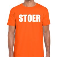 Stoer tekst t-shirt oranje heren - thumbnail