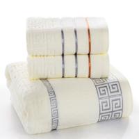 3 PC'S Plaid katoen handdoek Badset (melkachtig)