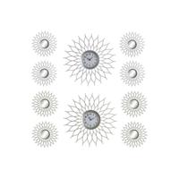 Muurklok DKD Home Decor Champagne Zilverkleurig Polypropyleen Spiegel 50 x 4 x 50 cm 5 Onderdelen (2 Stuks)