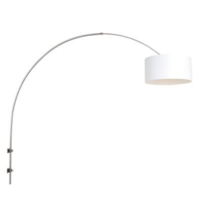 Steinhauer Wand BooglampSparkled RVS met witte kap - 8142ST