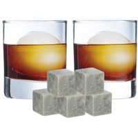 Luxe whiskyglazen set 6x stuks 310 ml met 9x whisky ijsblokstenen - thumbnail