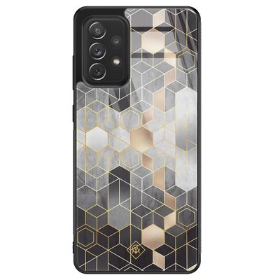 Samsung Galaxy A52s glazen hardcase - Grey cubes