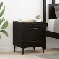 Bedkast met lade Zwart eiken 40 x 35 x 47,5 cm Bewerkt hout
