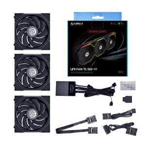 Lian Li UNI FAN TL 120 Reverse Black Triple Pack case fan 4-pins PWM fan-connector, Incl. controller