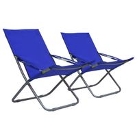 Strandstoelen 2 st inklapbaar stof blauw - thumbnail