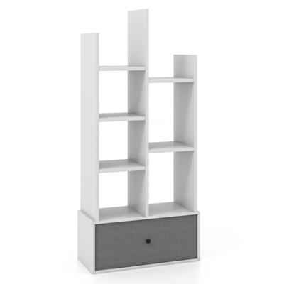 Boekenkast in Boomvorm Staand Rek met Lade Rek met 7 Vakken Opbergrek 53 x 24 x 118 cm (Wit)