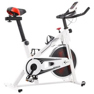 VidaXL Hometrainer met hartslagsensoren wit en rood