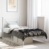Bedframe met hoofdbord metaal wit 90x200 cm - thumbnail
