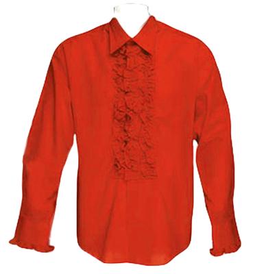 Retro Ruffled Shirt Red-XL | 29% korting Retro Ruffled Shirt Red-XL | 29% korting