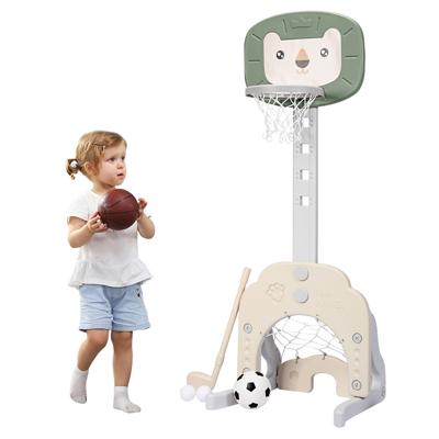 3-in-1 Basketbal Hoepel Set Peuter Verstelbare Hoogte Basketbal Hoepel Basketbal Voetbal Golf Set Groen + Wit
