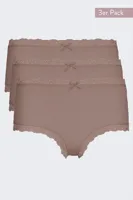 3-pack dames Tailleslip - Kant - Colours - Hoge modal dames onderbroek - Gekleurd dames ondergoed