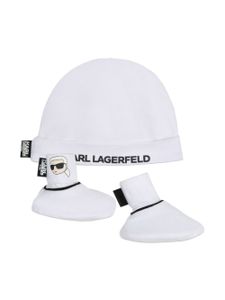 Karl Lagerfeld Kids ensemble bonnets-chaussons à logo - Blanc