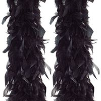 Carnaval verkleed veren Boa - 2 stuks - zwart - 180 cm - Verkleed boa - thumbnail