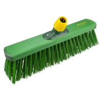 Harde straatbezem - robuust elaston - groen - 40 cm - Bezemkop met universele steelhouder