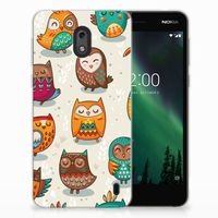 Nokia 2 TPU Hoesje Vrolijke Uilen