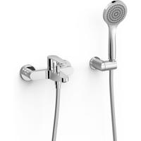 Badkraan Tres Flat | Opbouw | Mengkraan | Incl.Handdoucheset | 2-weg | hoh 15 cm | 1-hendel | Rond | Chroom