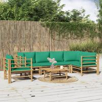 7-delige Loungeset met kussens bamboe groen