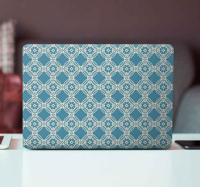 Stickers voor laptop Antiek vintage blauw en wit patroon - thumbnail
