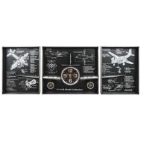 Muurklok Home ESPRIT Gouden Zilverkleurig Metaal Vliegtuig Vintage 175 x 21 x 64 cm