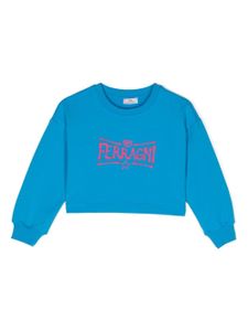 Chiara Ferragni Kids sweat en coton à logo imprimé - Bleu