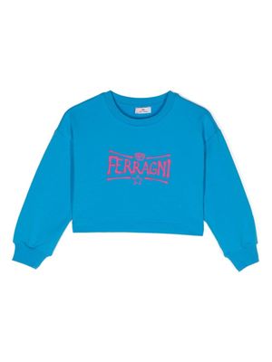 Chiara Ferragni Kids sweat en coton à logo imprimé - Bleu