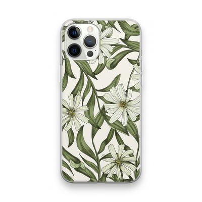 Wit bloemenpatroon: iPhone 12 Pro Max Transparant Hoesje
