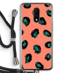 Pink Cheetah: OnePlus 7 Transparant Hoesje met koord