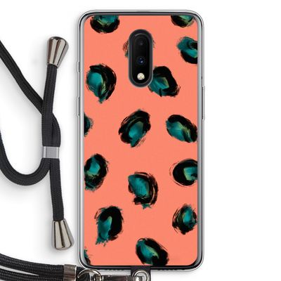 Pink Cheetah: OnePlus 7 Transparant Hoesje met koord