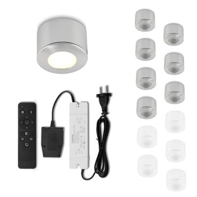 Set Led opbouwspot met afstandsbediening Parma zilver 3W dimbaar IP44 1-12 stuks