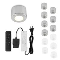 Set Led opbouwspot met afstandsbediening Parma zilver 3W dimbaar IP44 1-12 stuks