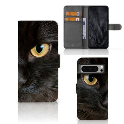 Google Pixel 8 Pro | Telefoonhoesje | Met pasjeshouder | Zwarte Kat