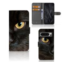 Google Pixel 8 Pro | Telefoonhoesje | Met pasjeshouder | Zwarte Kat