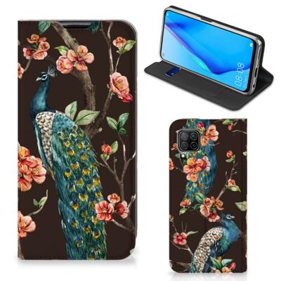 Huawei P40 Lite | Hoesje maken | Pauw met Bloemen
