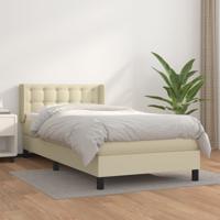 Boxspring met matras kunstleer crèmekleurig 100x200 cm
