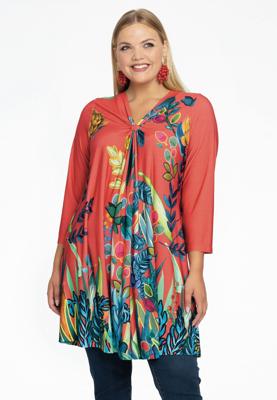 Yoek Tuniek wide bottom geplooid GISELLE | Rood | Maat 54/56