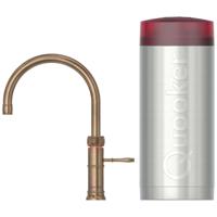 Quooker Classic Fusion Round Keukenkraan Set - Kokend Warm- en Koud Water - Messing Patina - Inclusief COMBI+ Reservoir
