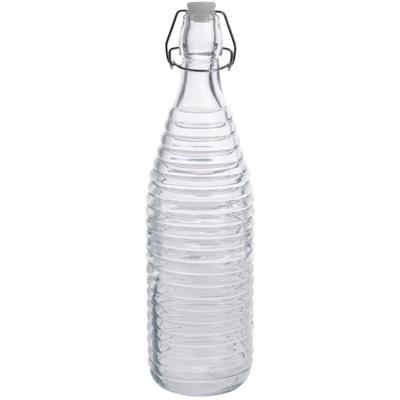 Fles met beugeldop - transparant - 1000 ml - glas - decoratie fles - olie/azijn fles